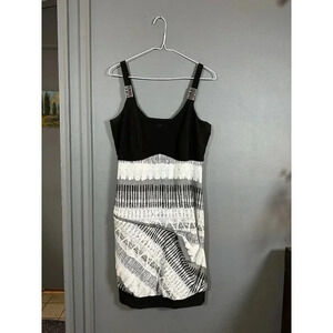 Bali Women’s 10 Boho Mini Dress Black White Swim Cover Up Vacation Vintage Short